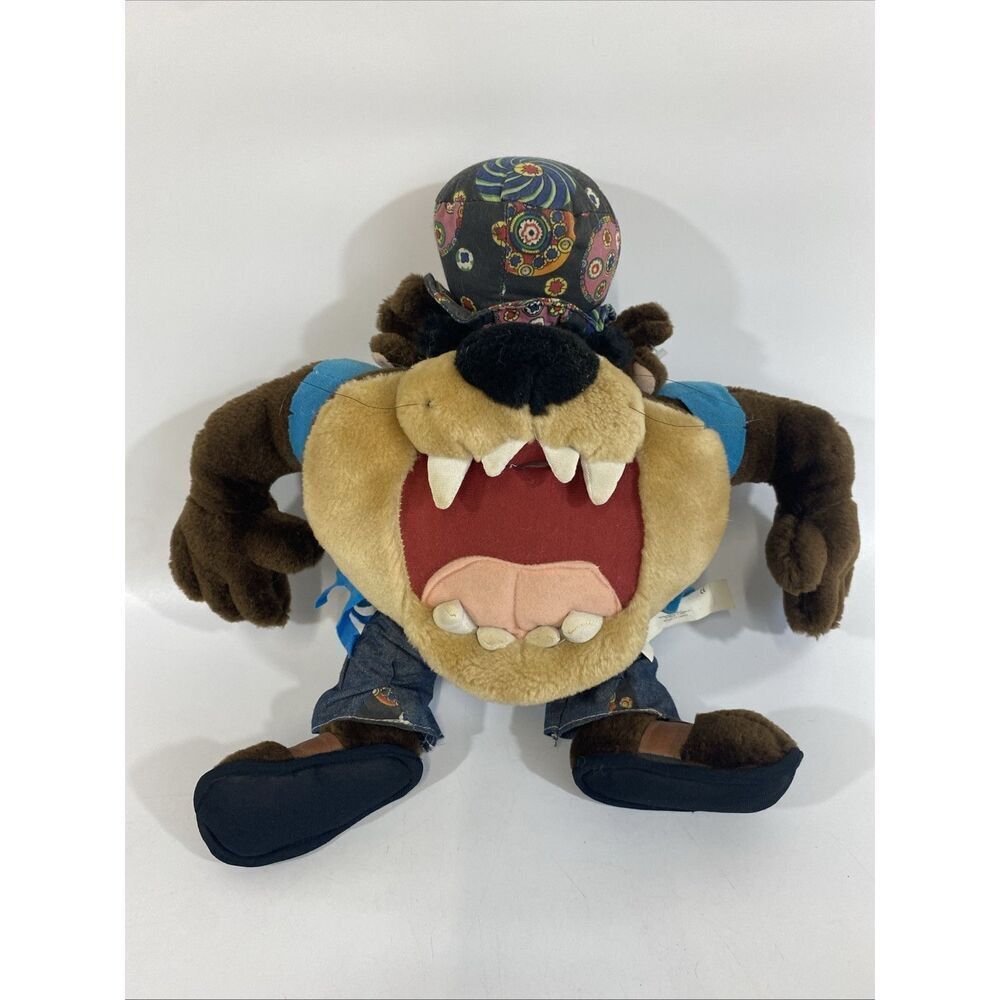 Vtg Looney Tunes 16” Hippie Tazmanian Devil Plush Stuffed Animal Ace 1990s Read
